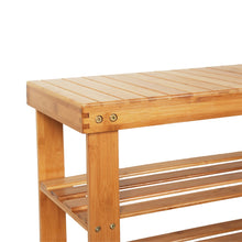 Load image into Gallery viewer, 3 Tiers Bamboo Bench Shoe Rack
