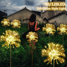 Load image into Gallery viewer, 1PC Solar LED Fireworks Lamp Grass Globe Dandelion Flash String Fairy lights For Outdoor Garden Lawn