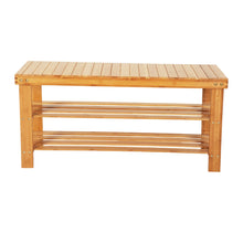 Load image into Gallery viewer, 3 Tiers Bamboo Bench Shoe Rack