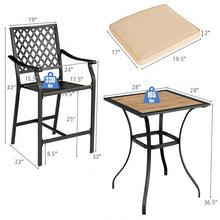 Load image into Gallery viewer, 3 Pieces Patio Bar Set 2 Bar Stools and 1 Square Table - gardenstarshop