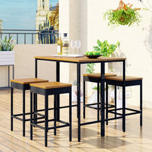 Load image into Gallery viewer, 5-Piece Outdoor Patio Wicker Bar Set Foldable Tabletop with 4 Stools - gardenstarshop
