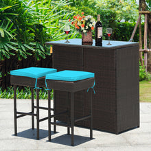 Load image into Gallery viewer, 3PCS Patio Wicker Bar Table Stools Dining Set - gardenstarshop