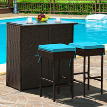 Load image into Gallery viewer, 3PCS Patio Wicker Bar Table Stools Dining Set - gardenstarshop