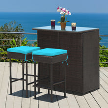 Load image into Gallery viewer, 3PCS Patio Wicker Bar Table Stools Dining Set - gardenstarshop