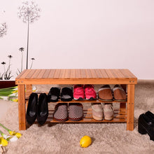 Load image into Gallery viewer, 3 Tiers Bamboo Bench Shoe Rack
