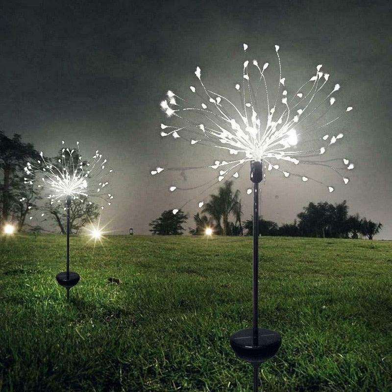 1PC Solar LED Fireworks Lamp Grass Globe Dandelion Flash String Fairy lights For Outdoor Garden Lawn