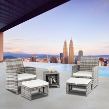 Load image into Gallery viewer, 5Pcs Patio Furniture Set Include 2 Chairs 2 Footstools 1 Coffee Table - gardenstarshop
