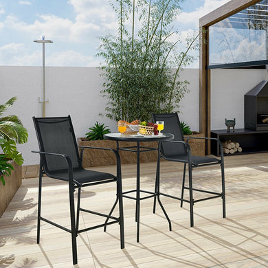 3 Pieces Outdoor Patio Bar Table Stool Set - gardenstarshop