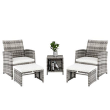 Load image into Gallery viewer, 5Pcs Patio Furniture Set Include 2 Chairs 2 Footstools 1 Coffee Table - gardenstarshop
