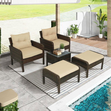 5-Pcs Wicker Outdoor Patio Furniture Set - gardenstarshop