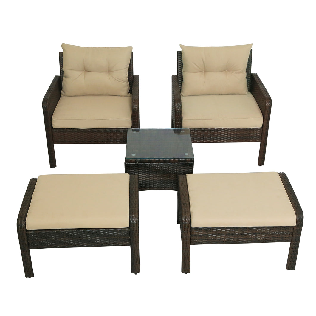 5-Pcs Wicker Outdoor Patio Furniture Set - gardenstarshop