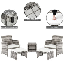 Load image into Gallery viewer, 5Pcs Patio Furniture Set Include 2 Chairs 2 Footstools 1 Coffee Table - gardenstarshop
