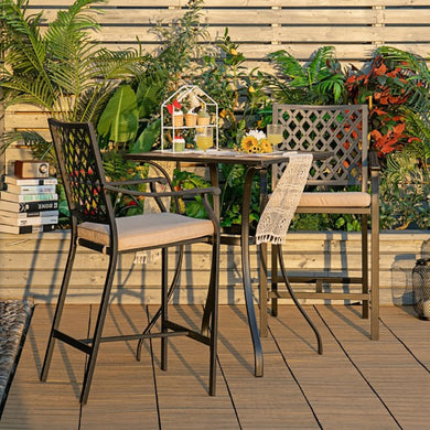 3 Pieces Patio Bar Set 2 Bar Stools and 1 Square Table - gardenstarshop