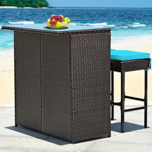 Load image into Gallery viewer, 3PCS Patio Wicker Bar Table Stools Dining Set - gardenstarshop
