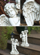 Load image into Gallery viewer, Roman Pillar Angel Statue with Solar Lamp
