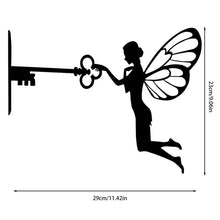 Load image into Gallery viewer, Metal Garden Fairy Silhouette with Key Ornament Stake Art Garden Decor - gardenstarshop
