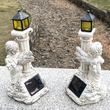 Load image into Gallery viewer, Roman Pillar Angel Statue with Solar Lamp
