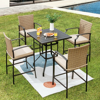 5 Pieces Outdoor Bistro Bar Stool Table Set - gardenstarshop