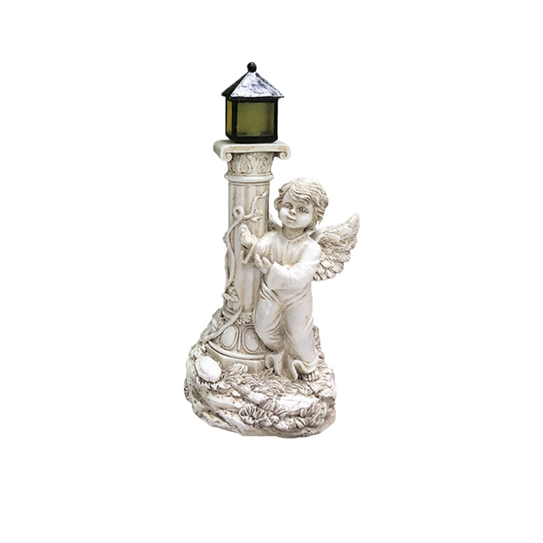 Roman Pillar Angel Statue with Solar Lamp